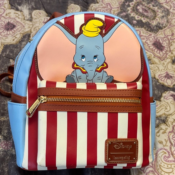 Loungefly Other - Loungefly Dumbo Striped Kids Backpack - Red, Blue, Brown